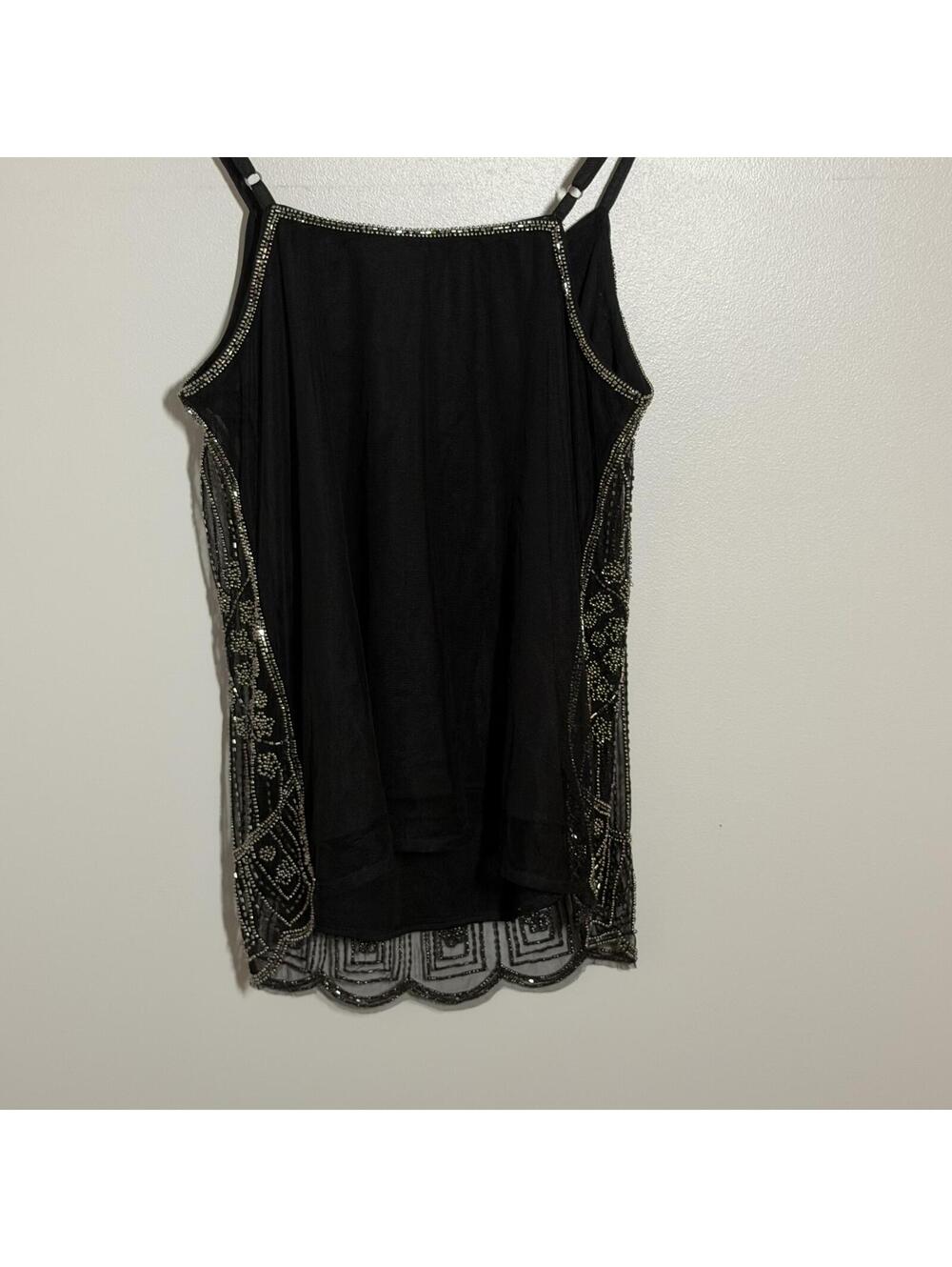 Saks Fifth Avenue Beaded Mesh Tank Medium Art Deco Gatsby Evening Party NWT - Picture 4 of 7